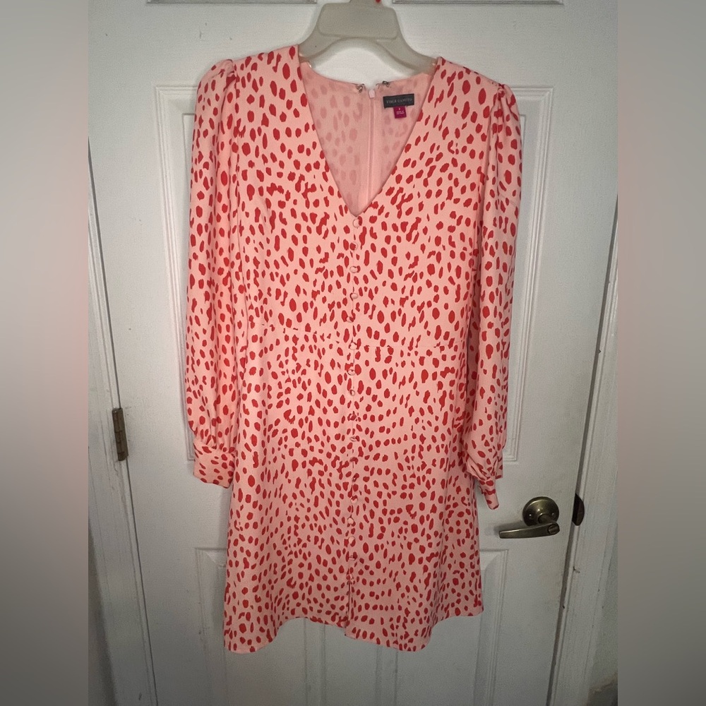 Vince Camuto Coral and Red Long Sleeve Dress